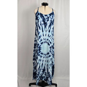 Daisy Island Beach Tie Dye Cover Up Dress Women's L Navy Ice Blue NWT